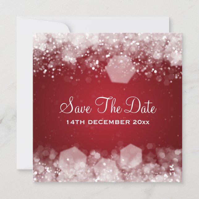 Invitation Nuit scintillante de mariage d'hiver rouge (Devant)