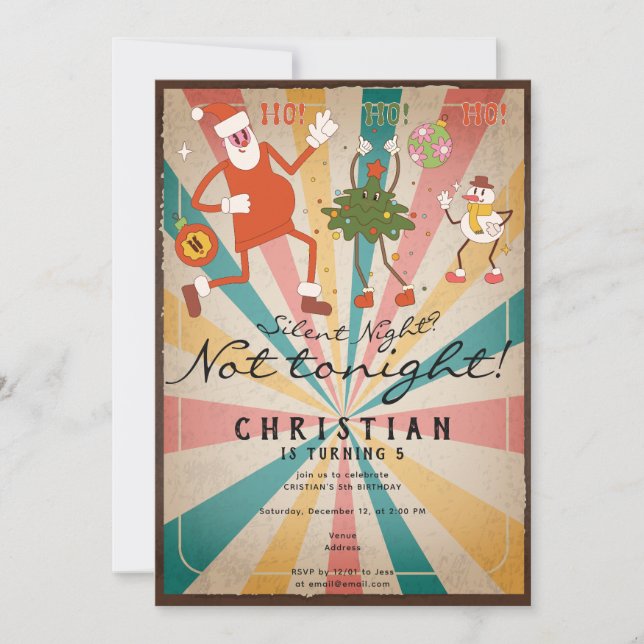 Invitation Nuit silencieuse pas ce soir Noël Super Anniversai (Devant)