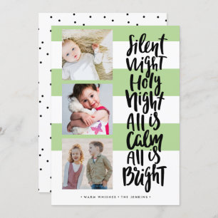 Invitation Nuit silencieuse trois vacances photo Noël Vert