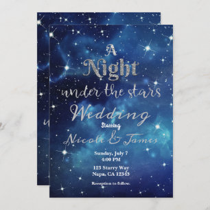 Invitation Nuit sous les étoiles Blue Starry Sky Mariage Invi