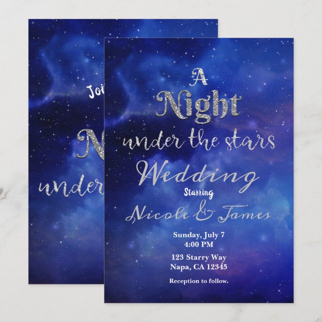 Invitation Nuit sous les étoiles Ciel étoilé Mariage céleste (Devant / Derrière)