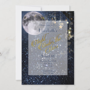 Invitation Nuit sous les étoiles Sweet 16 Pleine lune Gold
