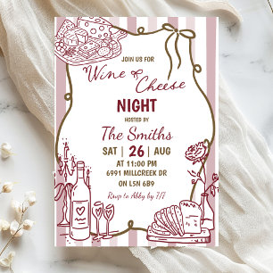 Invitation Nuit vin et fromage écriture Doodle