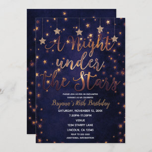 Invitation Nuit violet et or sous les étoiles Ciel céleste