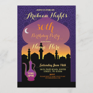 Invitation Nuits Arabes fête d'anniversaire n'importe quel âg