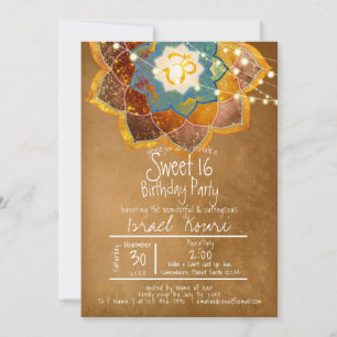 Invitation Nuits bohèmes avec Lotus Mandala   Bleu Violet