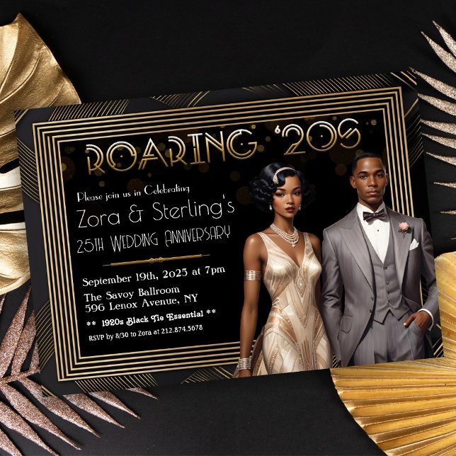 Invitation Nuits de Harlem Mariage Anniversaire Afro-Américai (Créateur téléchargé)