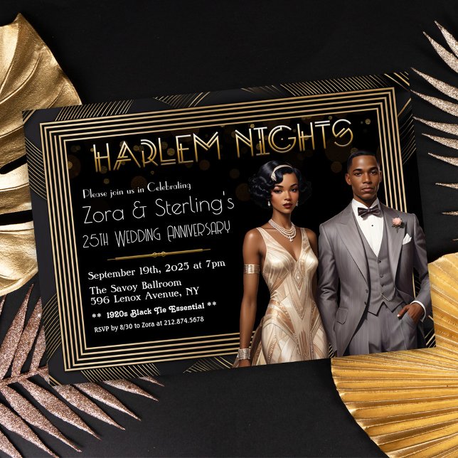 Invitation Nuits de Harlem Mariage Anniversaire Afro-Américai (Créateur téléchargé)