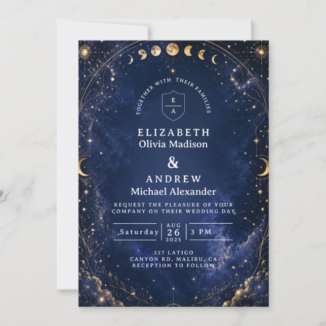 Invitation Nuits étoilées fantaisistes Mariage céleste (Devant)