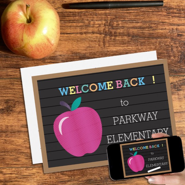Invitation numérique Apple Back 2 School Lettres A (Available as a printed or downloadable version . )