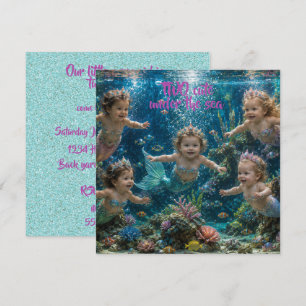 Invitation numérique d'anniversaire de deux sirène