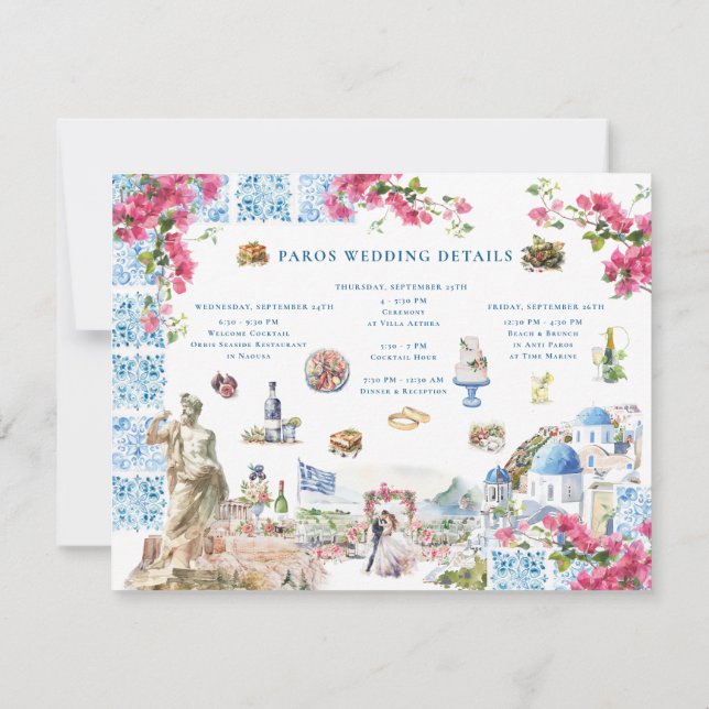 Invitation numérique de week-end de mariage en Grè (Dos)