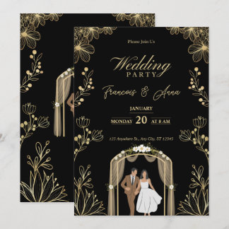 Invitation numérique élégante de Nikkah blanc et o
