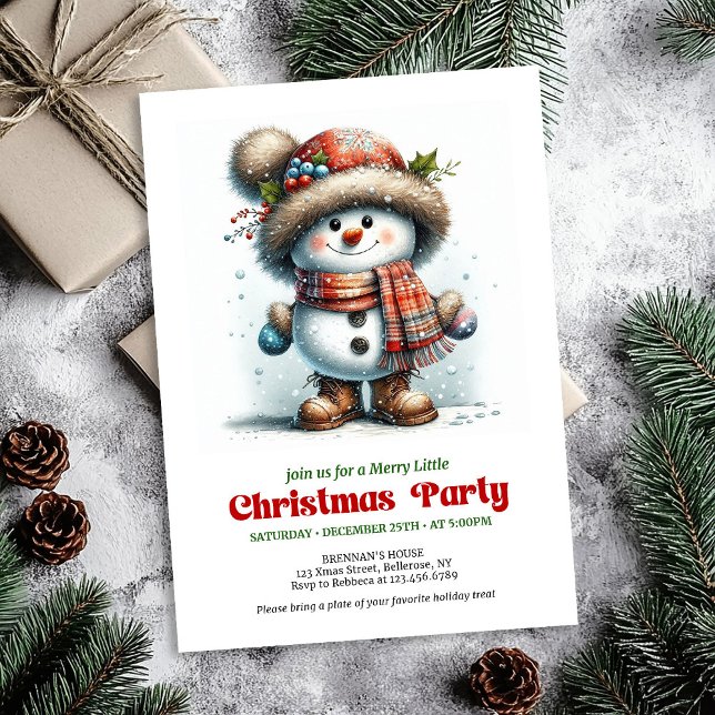 Invitation numérique festive et joyeuse de bonhomm (Joyful funny snowman invite festive party digital

)