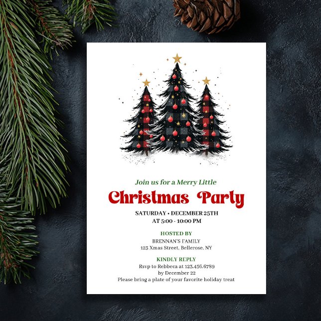 Invitation numérique festive pour une fête chic à  (Chic Buffalo Check Festive Party Digital Invite)