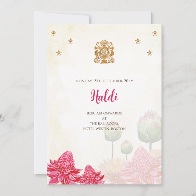 Invitation numérique Haldi et carte de mariage ind (Devant)