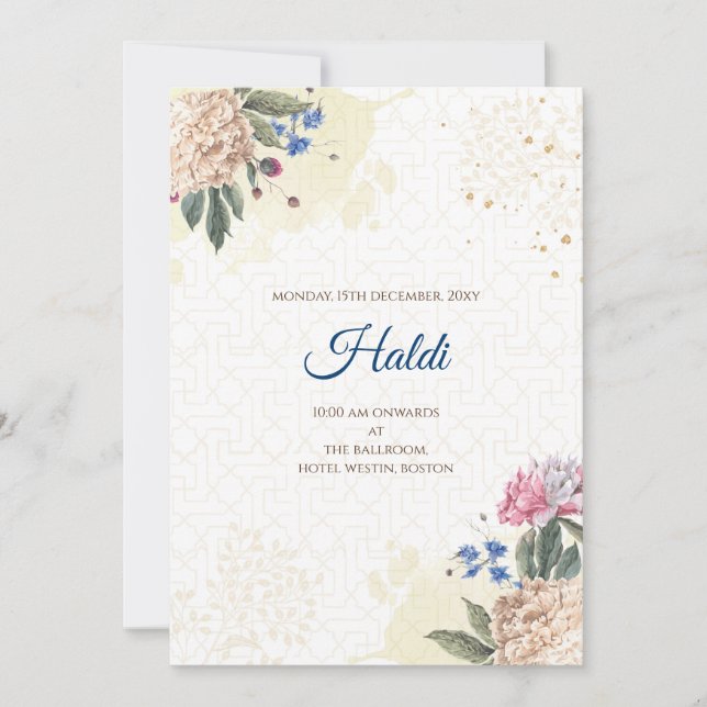 Invitation numérique Haldi et carte de mariage ind (Devant)