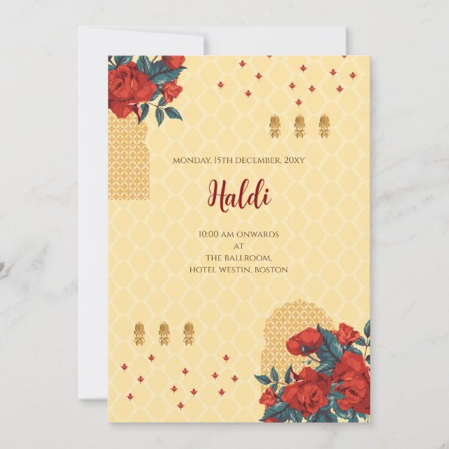 Invitation numérique Haldi et carte de mariage ind (Devant)