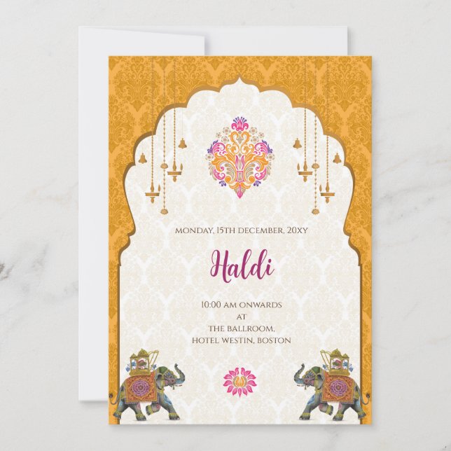 Invitation numérique Haldi et carte de mariage ind (Devant)