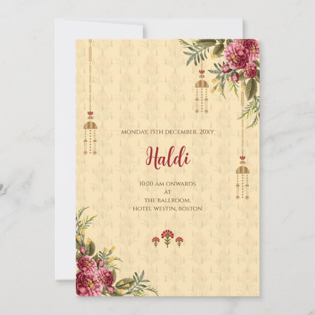 Invitation numérique Haldi et carte de mariage ind (Devant)