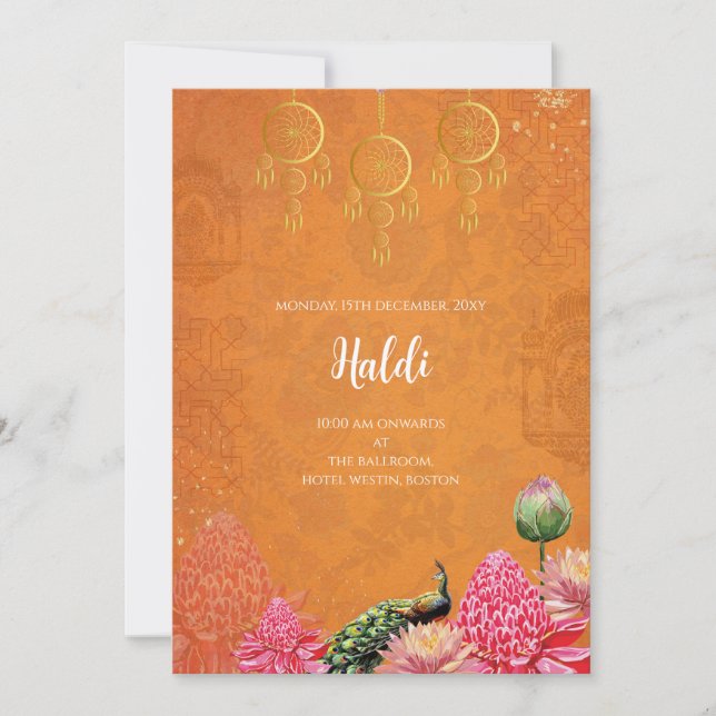 Invitation numérique Haldi et carte mariage indien (Devant)