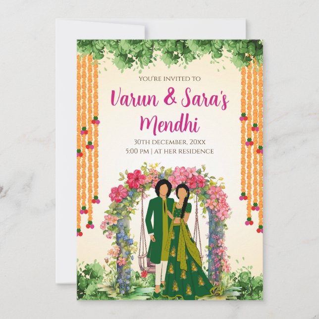 Invitation numérique Mehendi et Mariage Mehndi inv (Devant)