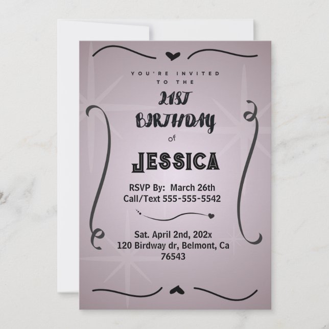 Invitation numérique personnalisée pour 21 ans (Devant)