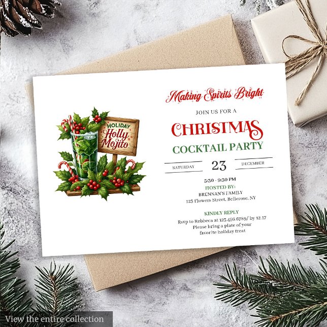 Invitation numérique pour cocktails Mojito drôles  (Stylish Funny Mojito Cocktail digital invitation)