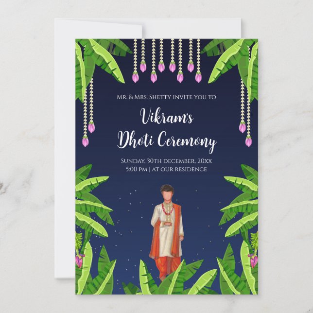 Invitation numérique pour la cérémonie de Dhoti du (Devant)