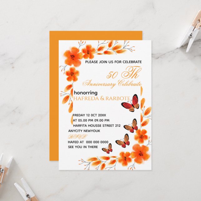 Invitation numérique pour les 50 ans pour femmes,  (Devant/Arrière en situation)