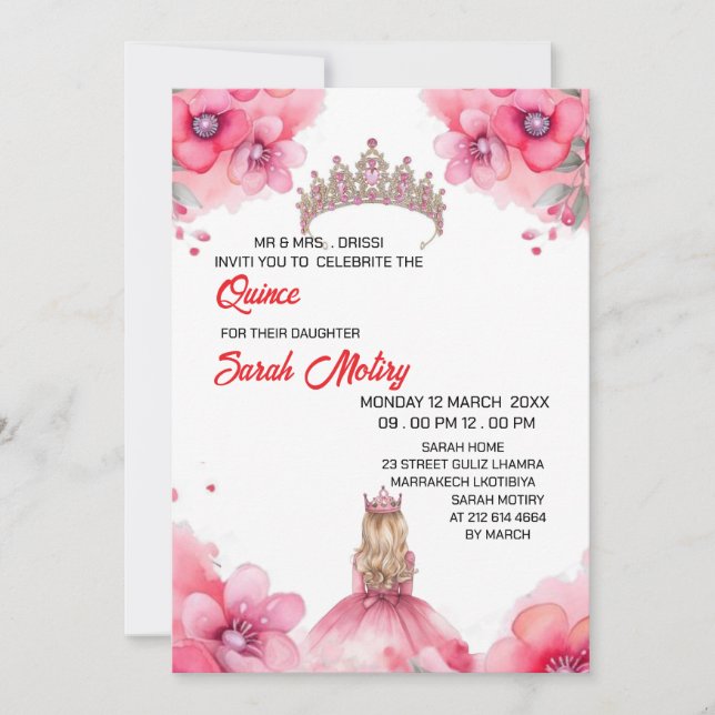Invitation numérique pour Quinceañera Site Web Swe (Devant)