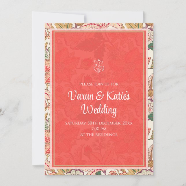 Invitation numérique pour un mariage indien en tan (Devant)