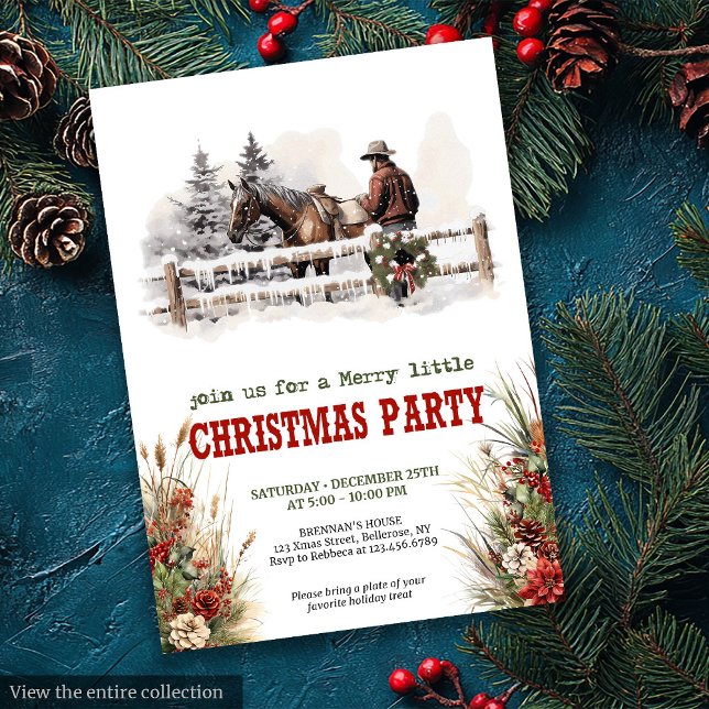 Invitation numérique pour une fête de Noël occiden (Traditional Western Christmas party invite digital

)