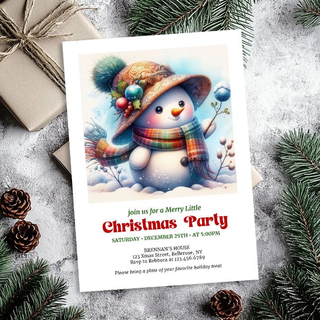Invitation numérique pour une fête d'enfants avec  (Joyful Christmas snowman invite kids party editable

)