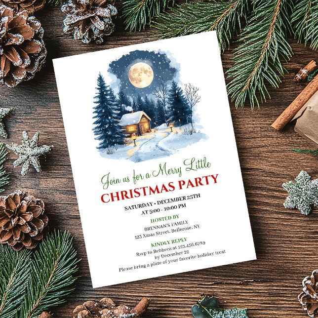 Invitation numérique pour une scène de Noël élégan (Elegant Cozy Christmas Scene Digital Invitation)