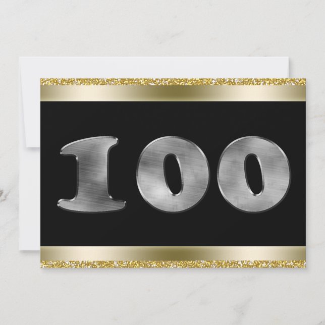 Invitation Numéro d'argent 100e anniversaire personnalisé 100 (Devant)