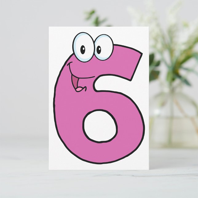 Invitation Numéro de dessin 6 amusant violet souriant six (Créateur téléchargé)