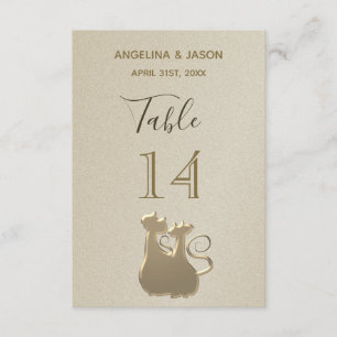 Invitation Numéro de tableau Cat Couple Golden Elegant Mariag