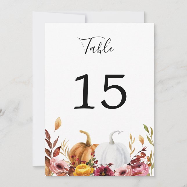 Invitation Numéro de tableau Citrouille d'automne (Devant)