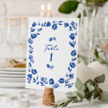 Invitation Numéro de tableau de fleurs blanches à main bleue<br><div class="desc">Numéro de tableau de fleurs blanches à main bleue</div>