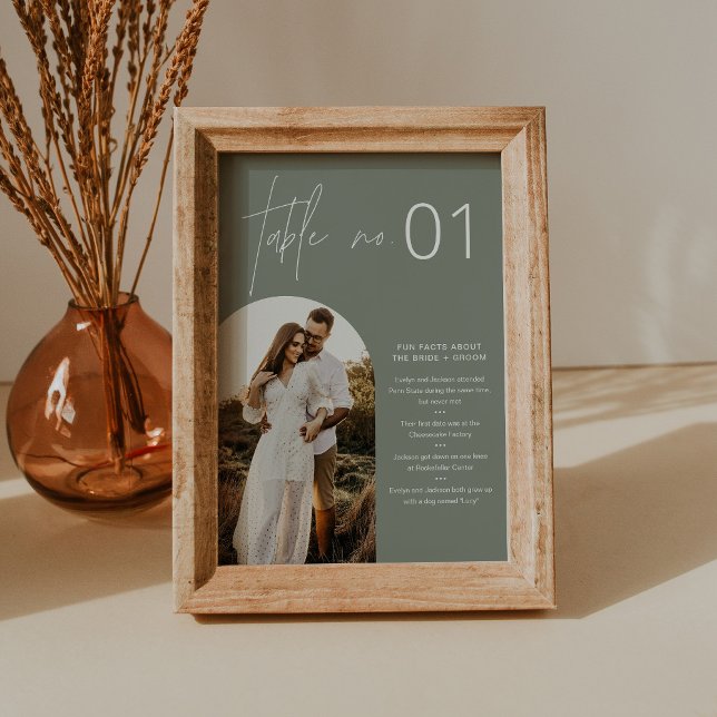 Invitation Numéro de tableau de photos SAGE Boho avec des fai (Créateur téléchargé)