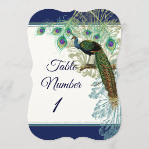 Invitation Numéro de tableau Mariage Vintage Peacock Feather 