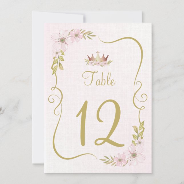 Invitation Numéro de tableau princesse rose (Devant)