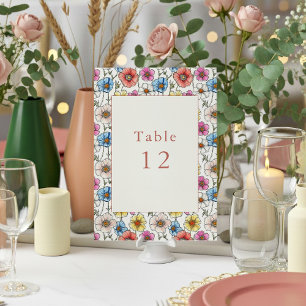 Invitation Numéro du tableau des fleurs sauvages colorées