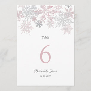 Invitation Numéros de la table d'hiver Dusty Rose & Silver