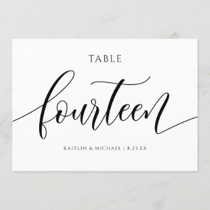 Invitation Numéros de tableau Mariage moderne Calligraphie -