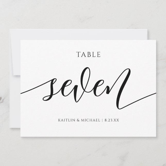 Invitation Numéros de tableau Mariage moderne Calligraphie -  (Devant)