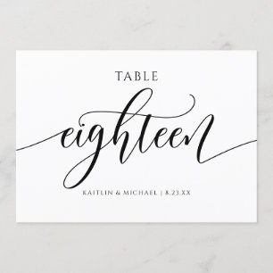 Invitation Numéros de tableau Mariage moderne Calligraphie -