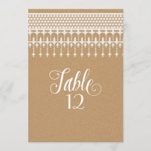 Invitation Numéros de tableau Papier en dentelle Vintage rust