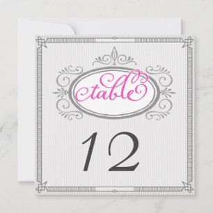 Invitation Numéros de tableau rétrospectif rose et gris